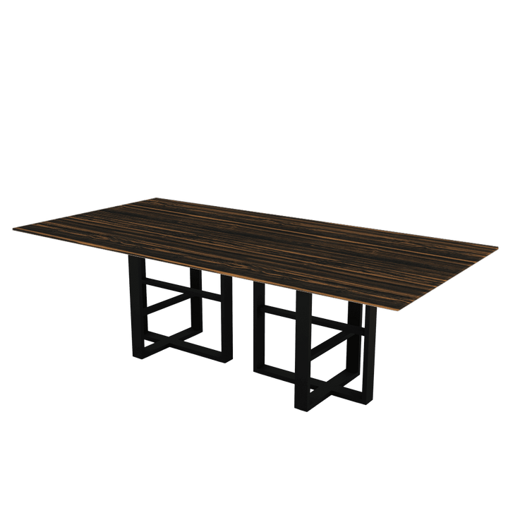 Rectangular Marble Dining Table 2.4×1.2m | Black Metal Trestle Base