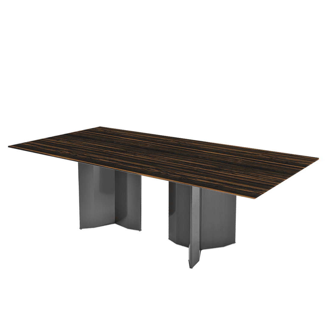 Rectangular Marble Dining Table 2.4×1.2m | Black Titanium Steel Base