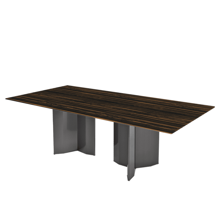 Rectangular Marble Dining Table 2.4×1.2m | Black Titanium Steel Base