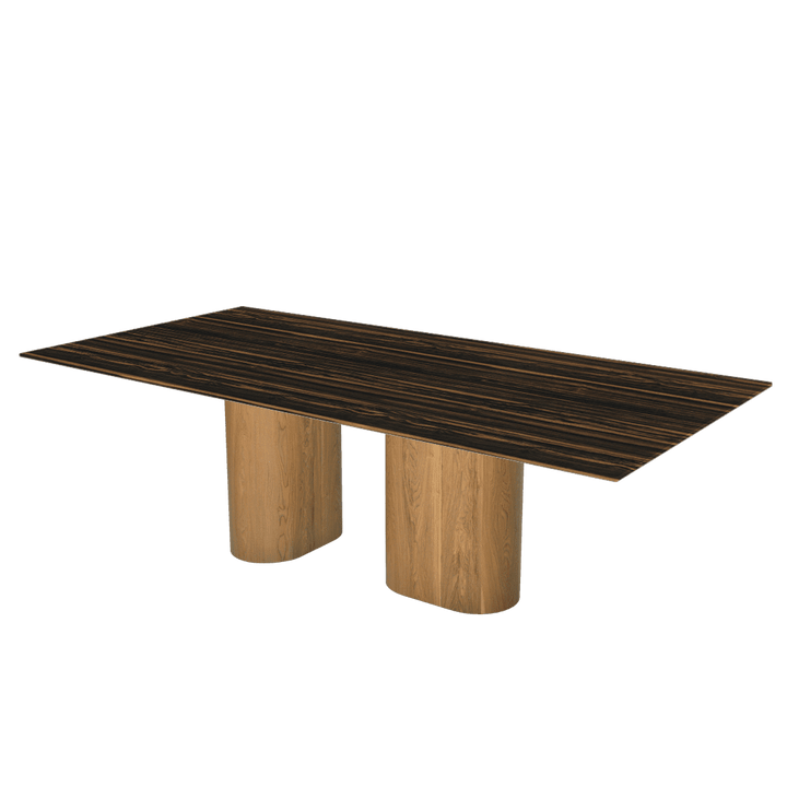 Oval Marble Dining Table 2.4×1.2m | Ash Wood Block Base