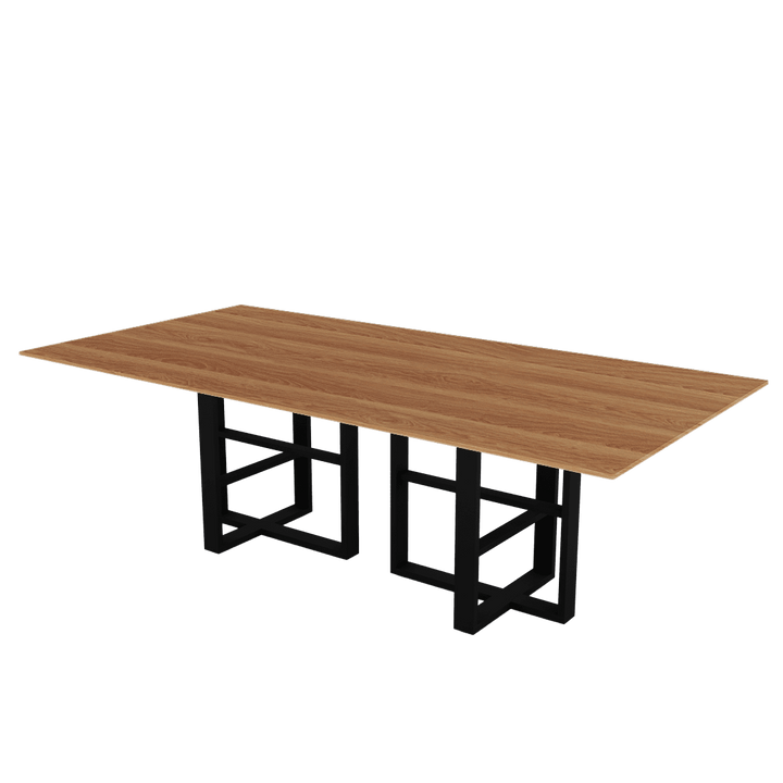 Rectangular Marble Dining Table 2.4×1.2m | Black Metal Trestle Base