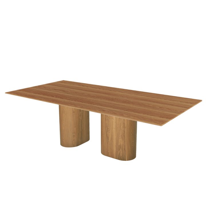 Oval Marble Dining Table 2.4×1.2m | Ash Wood Block Base