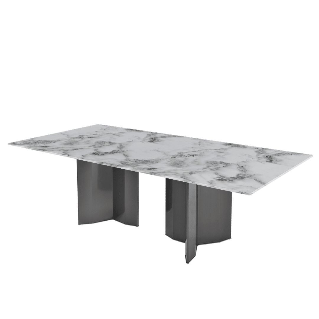 Rectangular Marble Dining Table 2.4×1.2m | Black Titanium Steel Base