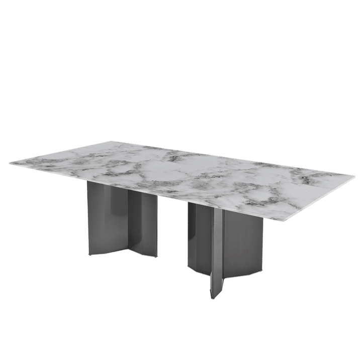Rectangular Marble Dining Table 2.4×1.2m | Black Titanium Steel Base