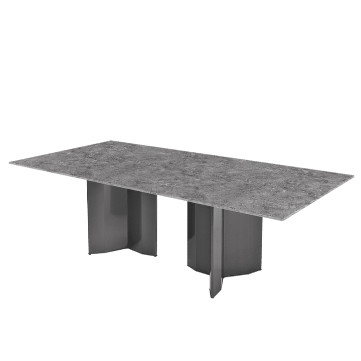 Rectangular Marble Dining Table 2.4×1.2m | Black Titanium Steel Base
