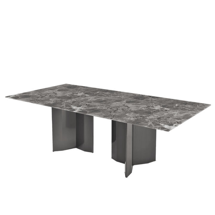Rectangular Marble Dining Table 2.4×1.2m | Black Titanium Steel Base