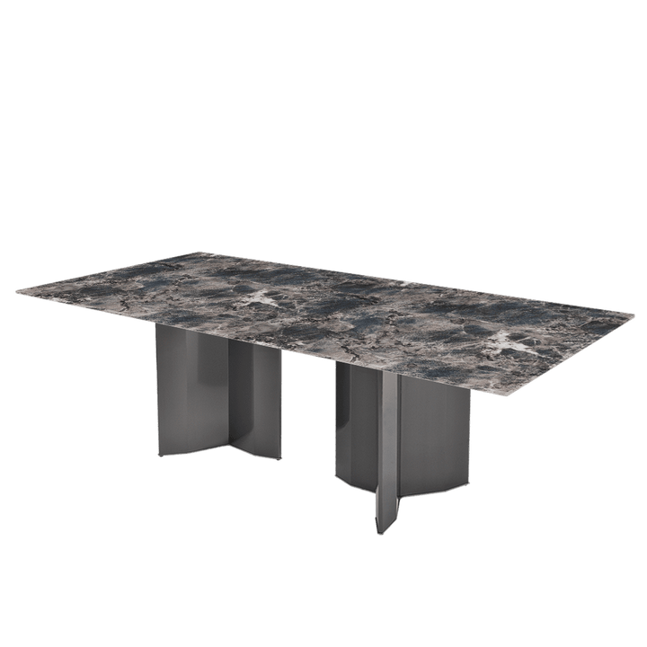 Rectangular Marble Dining Table 2.4×1.2m | Black Titanium Steel Base