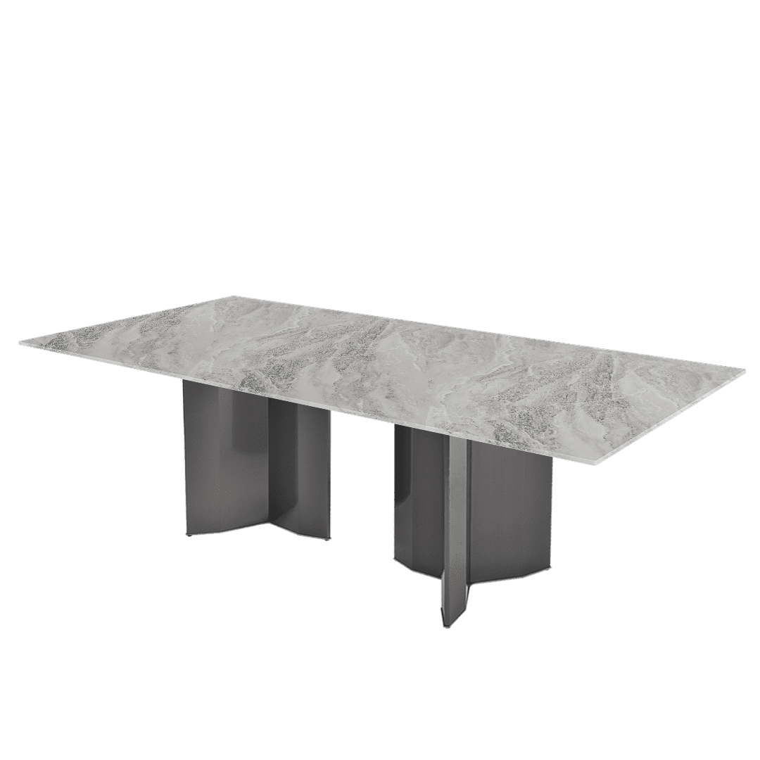 Rectangular Marble Dining Table 2.4×1.2m | Black Titanium Steel Base