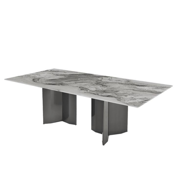 Rectangular Marble Dining Table 2.4×1.2m | Black Titanium Steel Base
