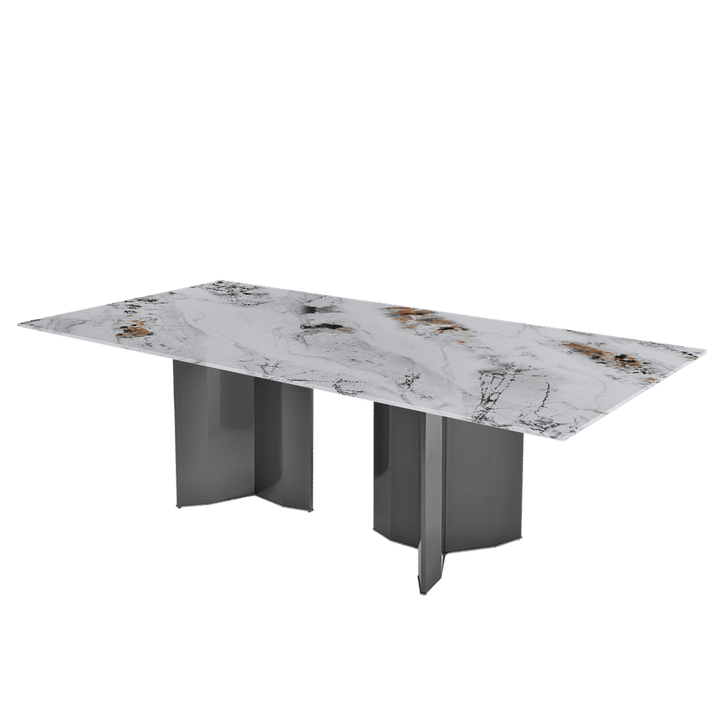 Rectangular Marble Dining Table 2.4×1.2m | Black Titanium Steel Base