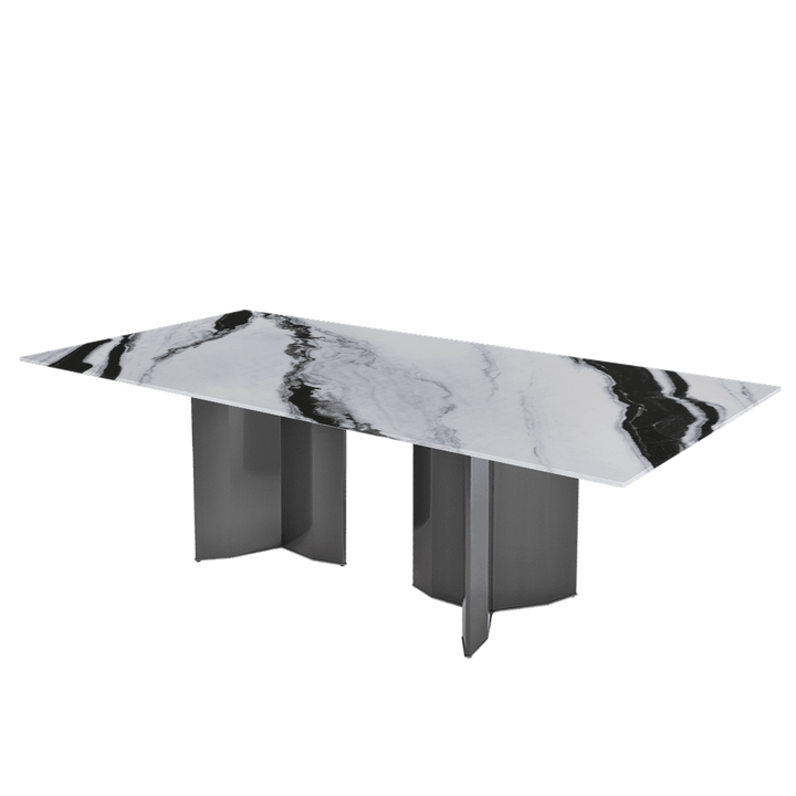 Rectangular Marble Dining Table 2.4×1.2m | Black Titanium Steel Base