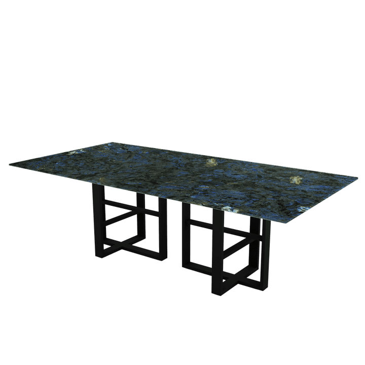 Rectangular Marble Dining Table 2.4×1.2m | Black Metal Trestle Base