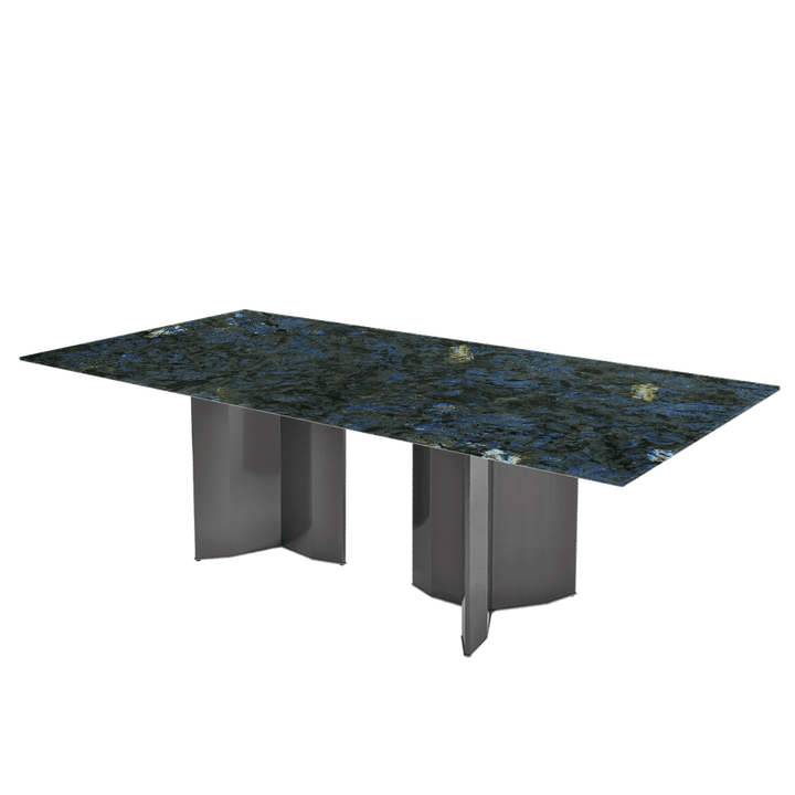 Rectangular Marble Dining Table 2.4×1.2m | Black Titanium Steel Base