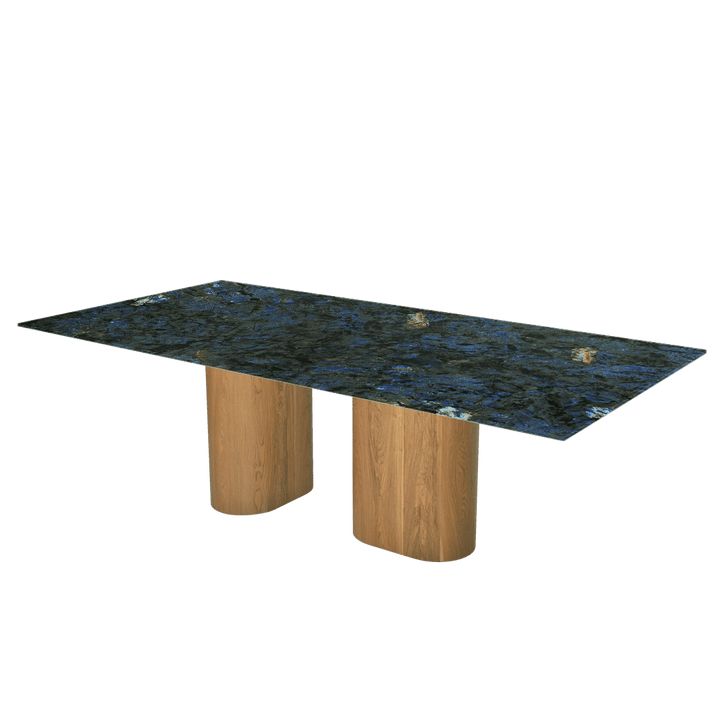 Oval Marble Dining Table 2.4×1.2m | Ash Wood Block Base