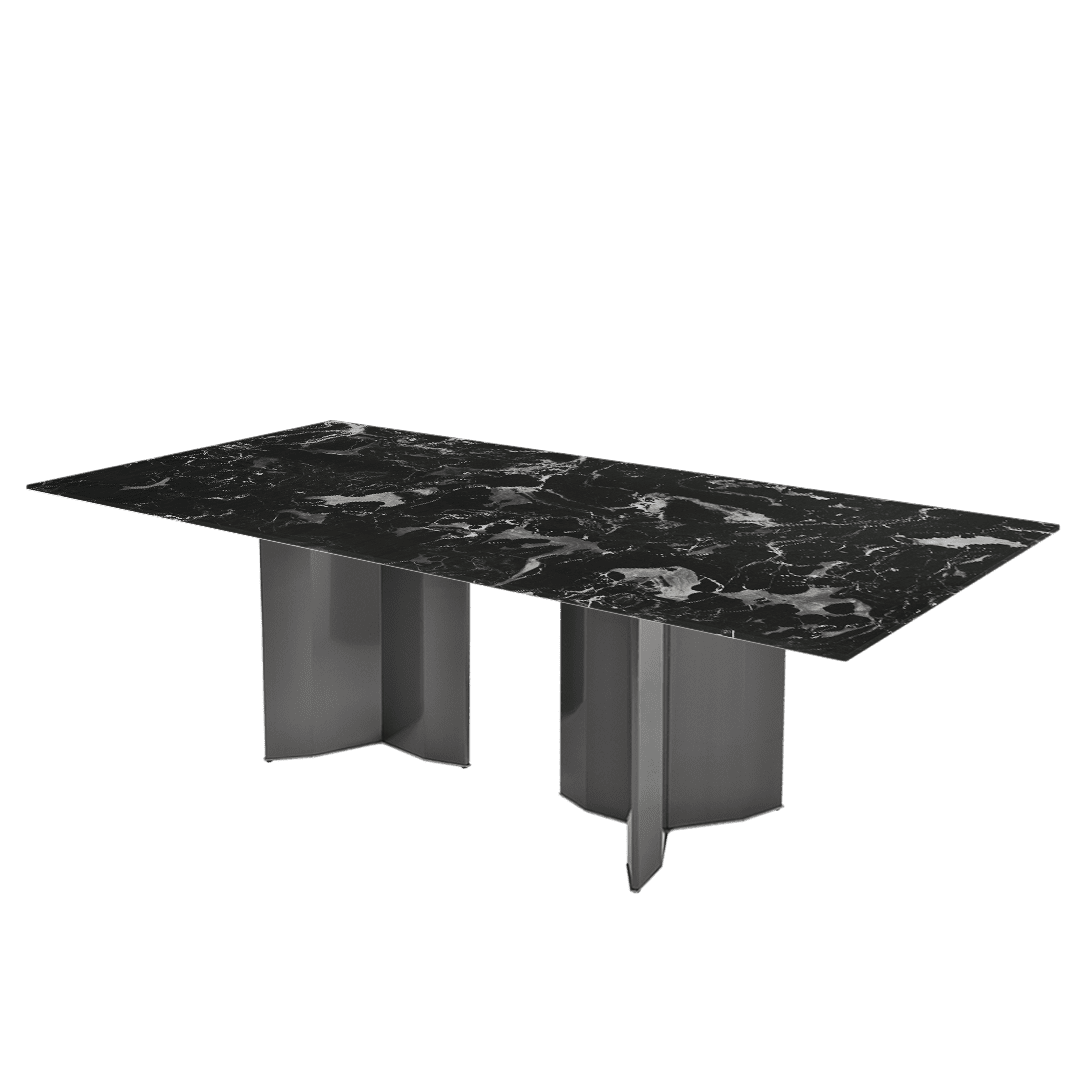 Rectangular Marble Dining Table 2.4×1.2m | Black Titanium Steel Base