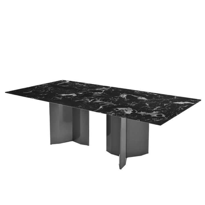 Rectangular Marble Dining Table 2.4×1.2m | Black Titanium Steel Base