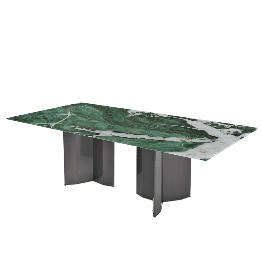Rectangular Marble Dining Table 2.4×1.2m | Black Titanium Steel Base