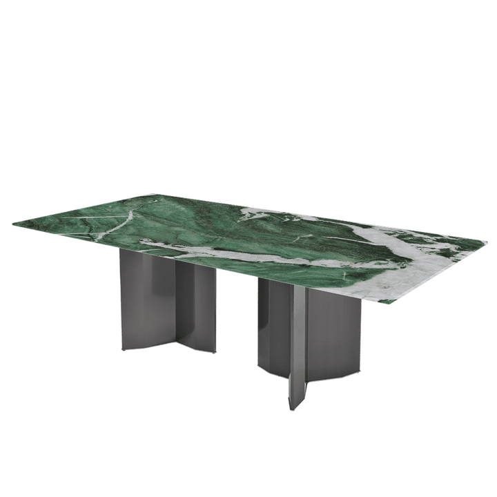 Rectangular Marble Dining Table 2.4×1.2m | Black Titanium Steel Base