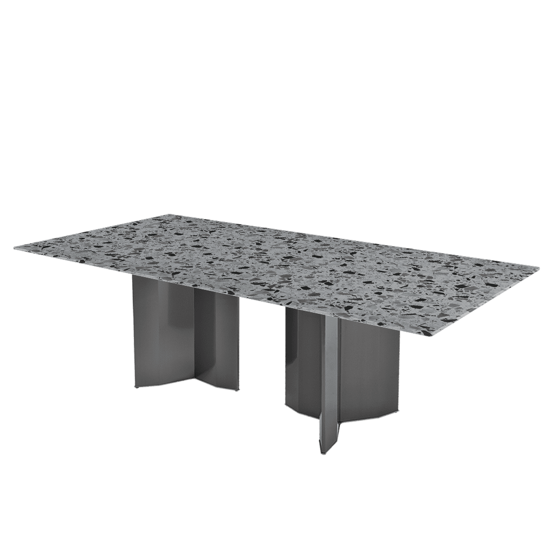 Rectangular Marble Dining Table 2.4×1.2m | Black Titanium Steel Base