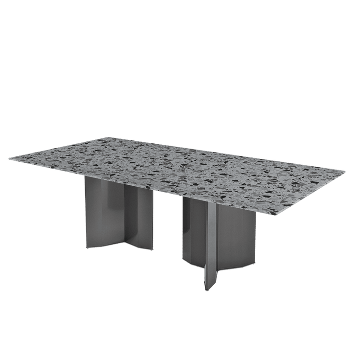 Rectangular Marble Dining Table 2.4×1.2m | Black Titanium Steel Base