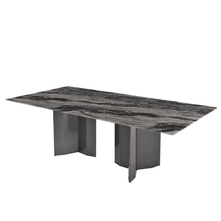 Rectangular Marble Dining Table 2.4×1.2m | Black Titanium Steel Base