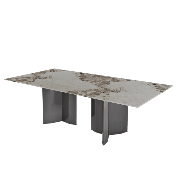 Rectangular Marble Dining Table 2.4×1.2m | Black Titanium Steel Base