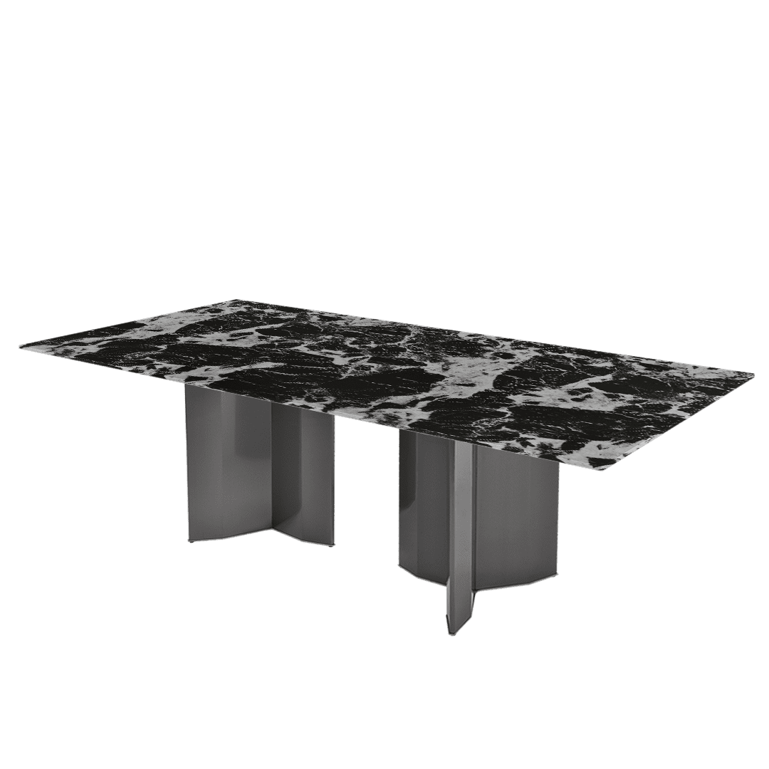 Rectangular Marble Dining Table 2.4×1.2m | Black Titanium Steel Base