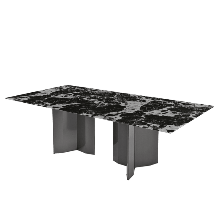 Rectangular Marble Dining Table 2.4×1.2m | Black Titanium Steel Base