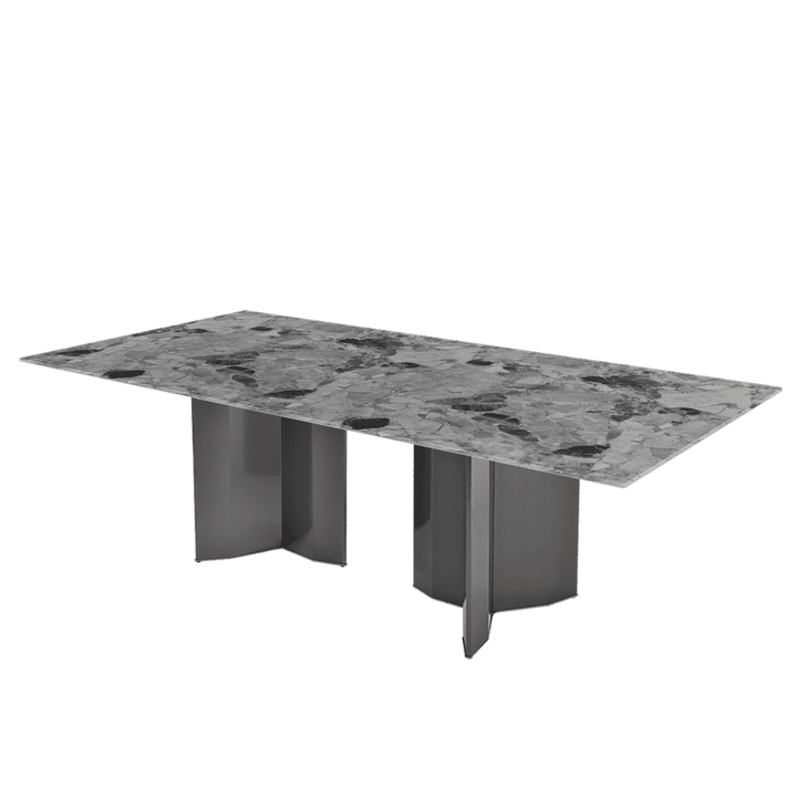 Rectangular Marble Dining Table 2.4×1.2m | Black Titanium Steel Base