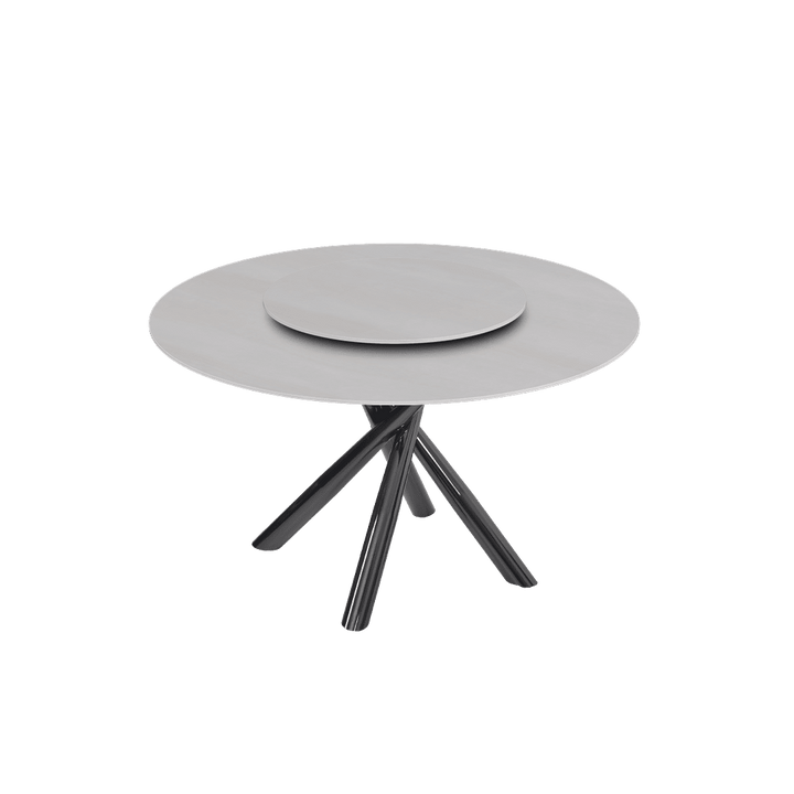 Round Marble Dining Table Ø1.3m | Black Glossy Cross Base