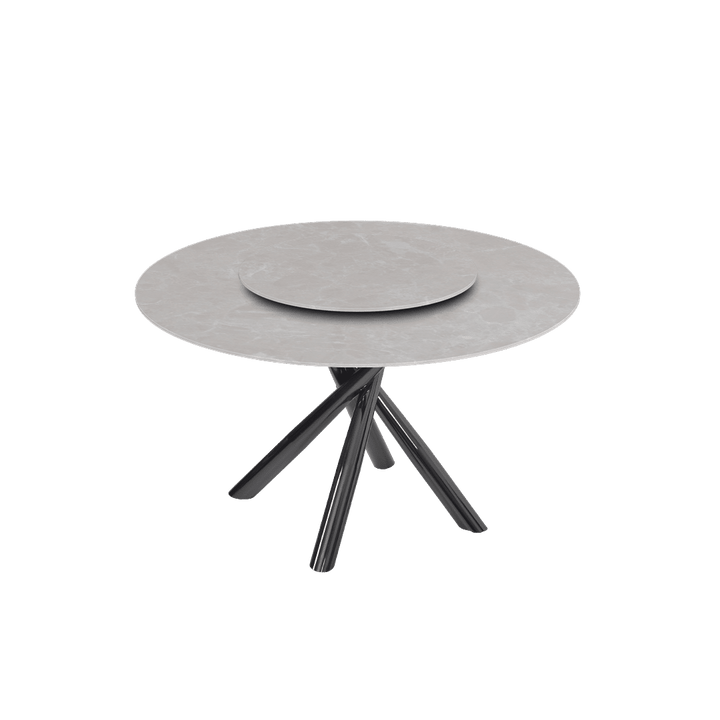 Round Marble Dining Table Ø1.3m | Black Glossy Cross Base