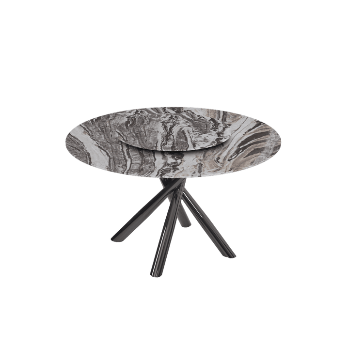 Round Marble Dining Table Ø1.3m | Black Glossy Cross Base