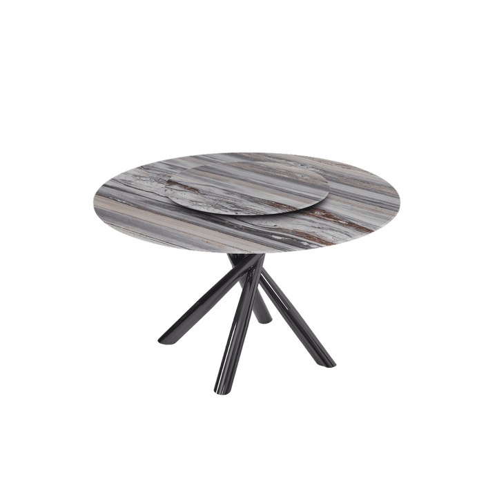 Round Marble Dining Table Ø1.3m | Black Glossy Cross Base