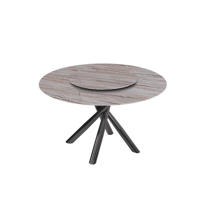 Round Marble Dining Table Ø1.3m | Black Glossy Cross Base