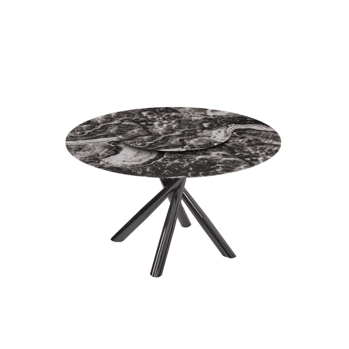 Round Marble Dining Table Ø1.3m | Black Glossy Cross Base