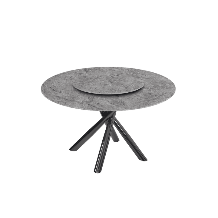 Round Marble Dining Table Ø1.3m | Black Glossy Cross Base