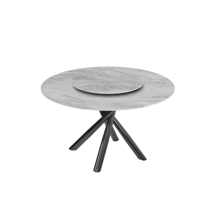 Round Marble Dining Table Ø1.3m | Black Glossy Cross Base