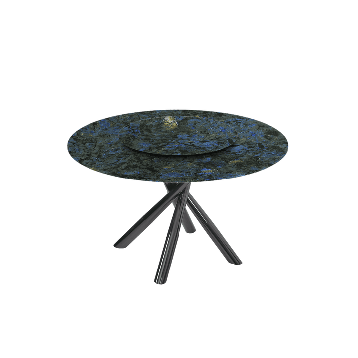 Round Marble Dining Table Ø1.3m | Black Glossy Cross Base