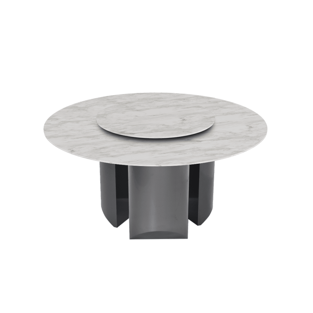 Round Marble Dining Table Ø1.5m | Black Titanium Steel Pedestal