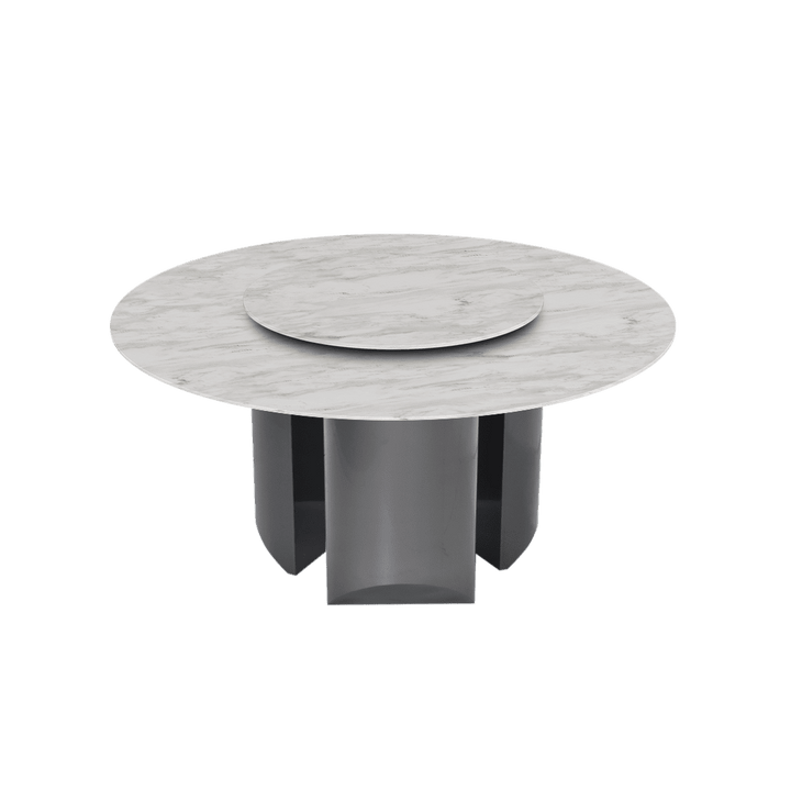 Round Marble Dining Table Ø1.5m | Black Titanium Steel Pedestal
