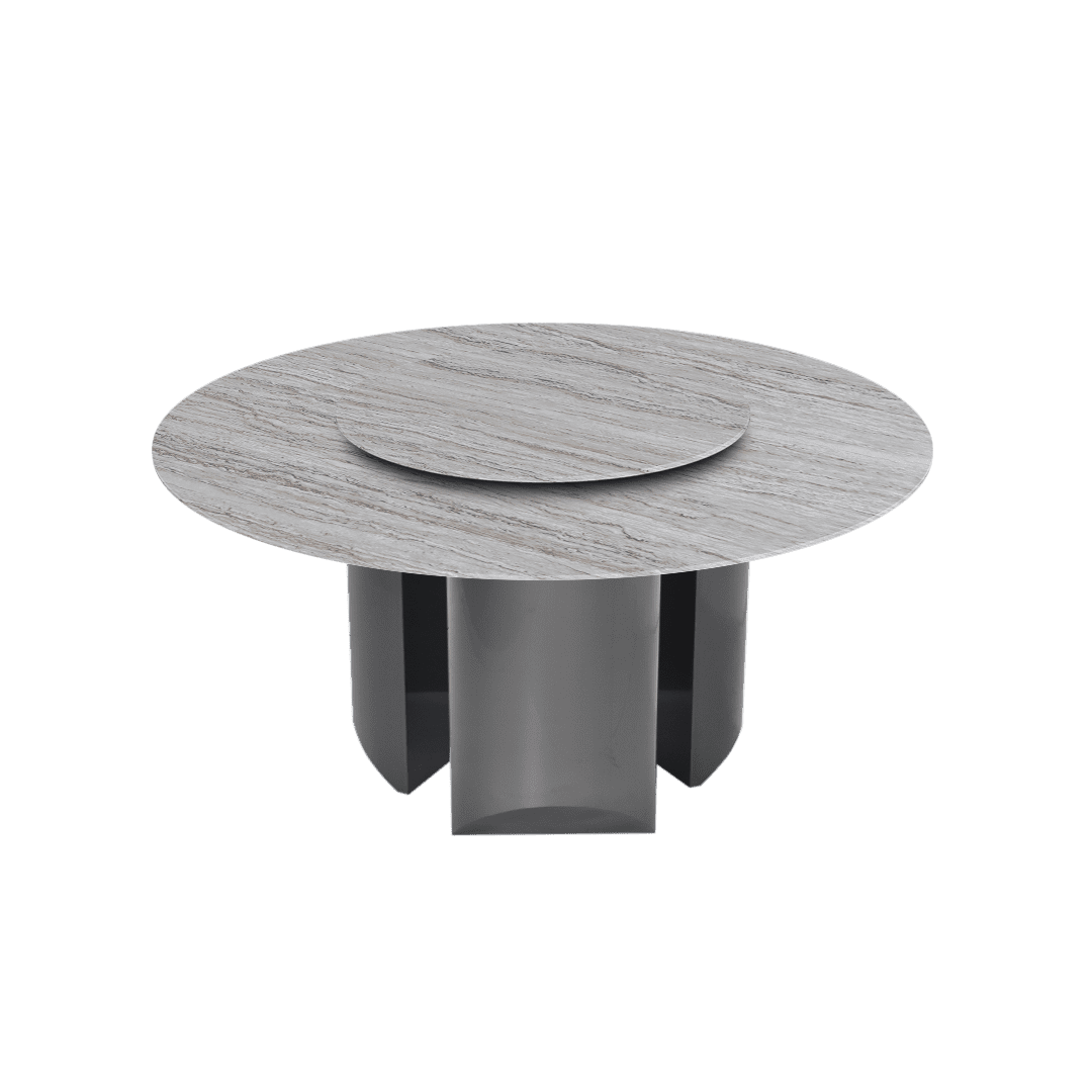 Round Marble Dining Table Ø1.5m | Black Titanium Steel Pedestal