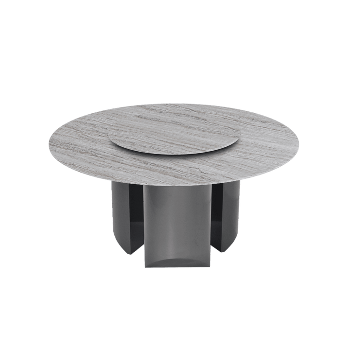 Round Marble Dining Table Ø1.5m | Black Titanium Steel Pedestal