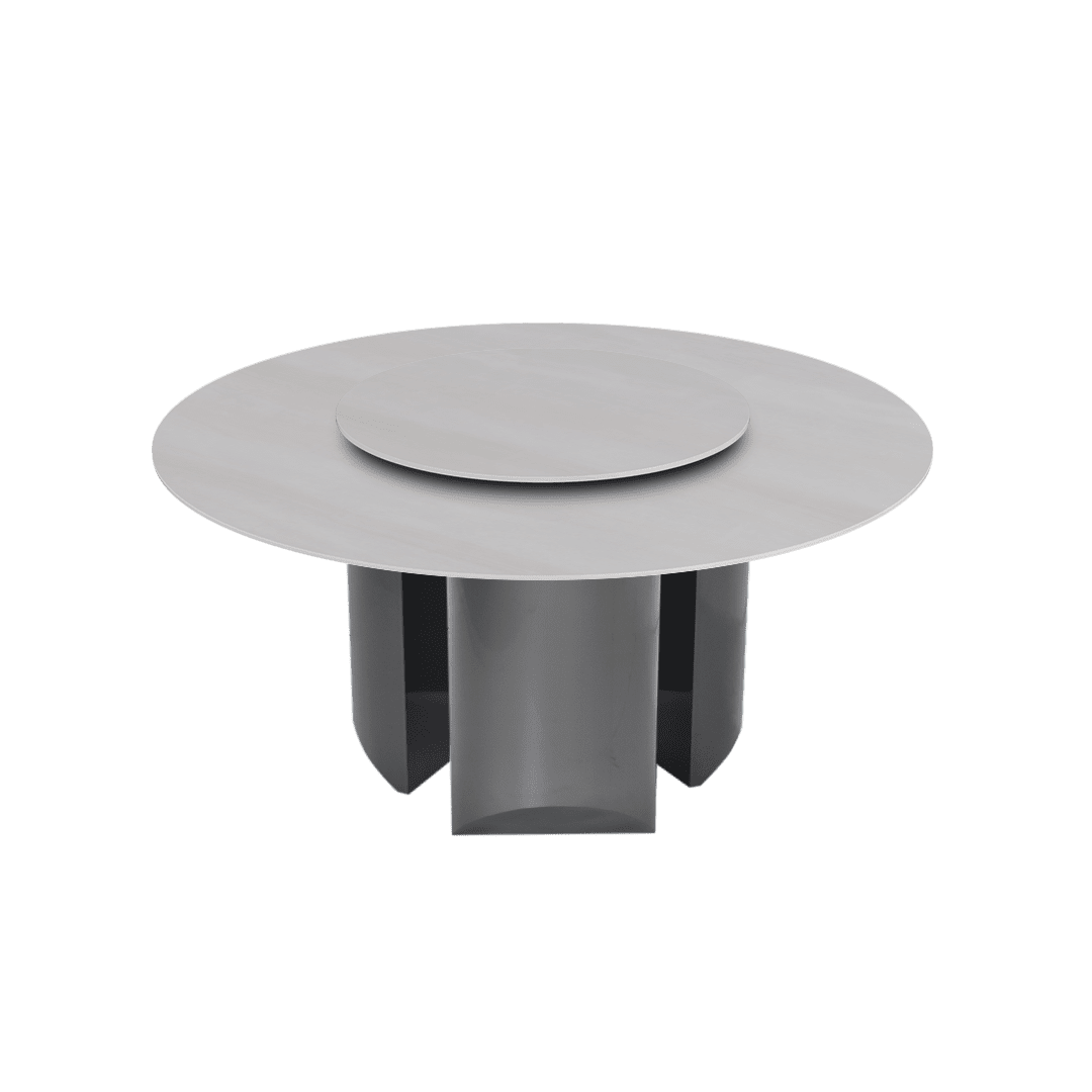 Round Marble Dining Table Ø1.5m | Black Titanium Steel Pedestal