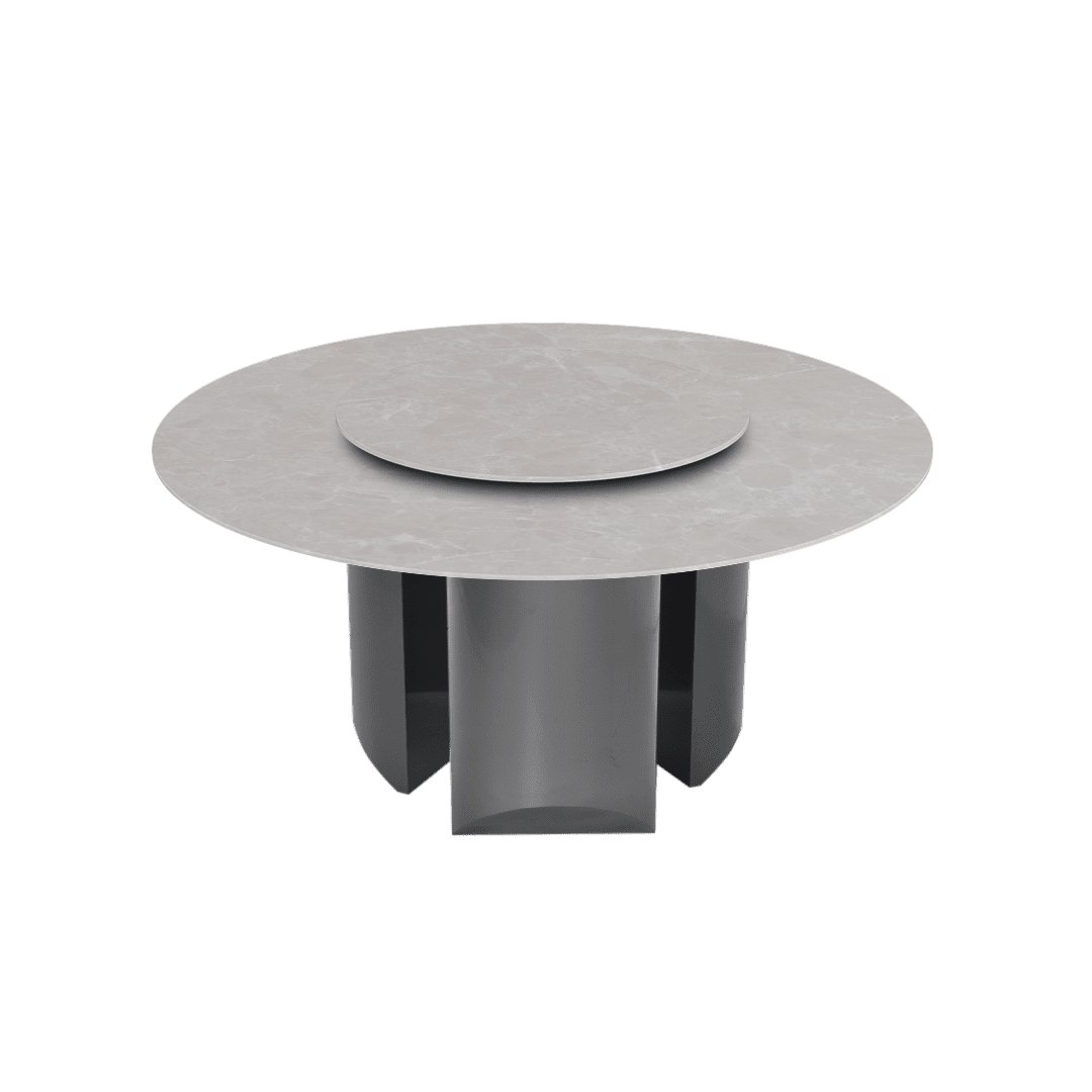 Round Marble Dining Table Ø1.5m | Black Titanium Steel Pedestal