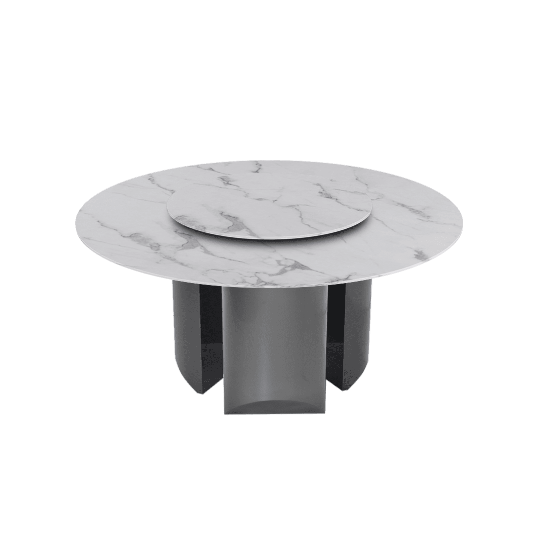 Round Marble Dining Table Ø1.5m | Black Titanium Steel Pedestal