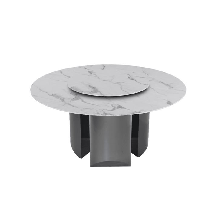 Round Marble Dining Table Ø1.5m | Black Titanium Steel Pedestal