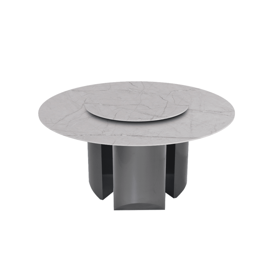 Round Marble Dining Table Ø1.5m | Black Titanium Steel Pedestal
