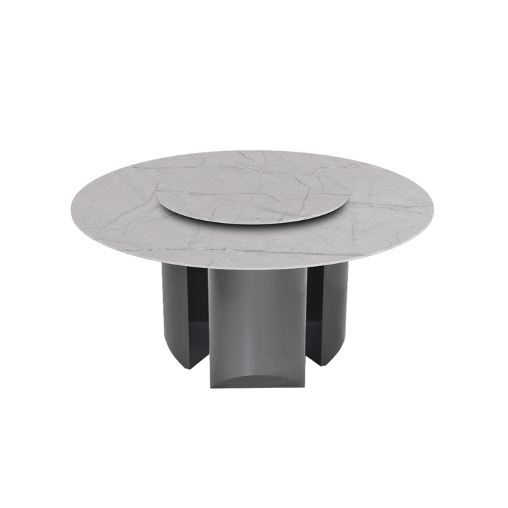 Round Marble Dining Table Ø1.5m | Black Titanium Steel Pedestal