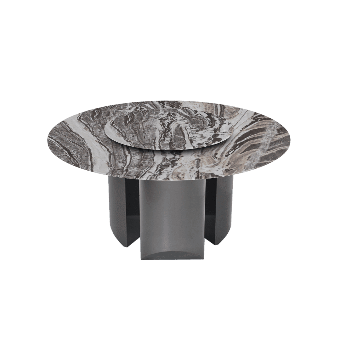 Round Marble Dining Table Ø1.5m | Black Titanium Steel Pedestal