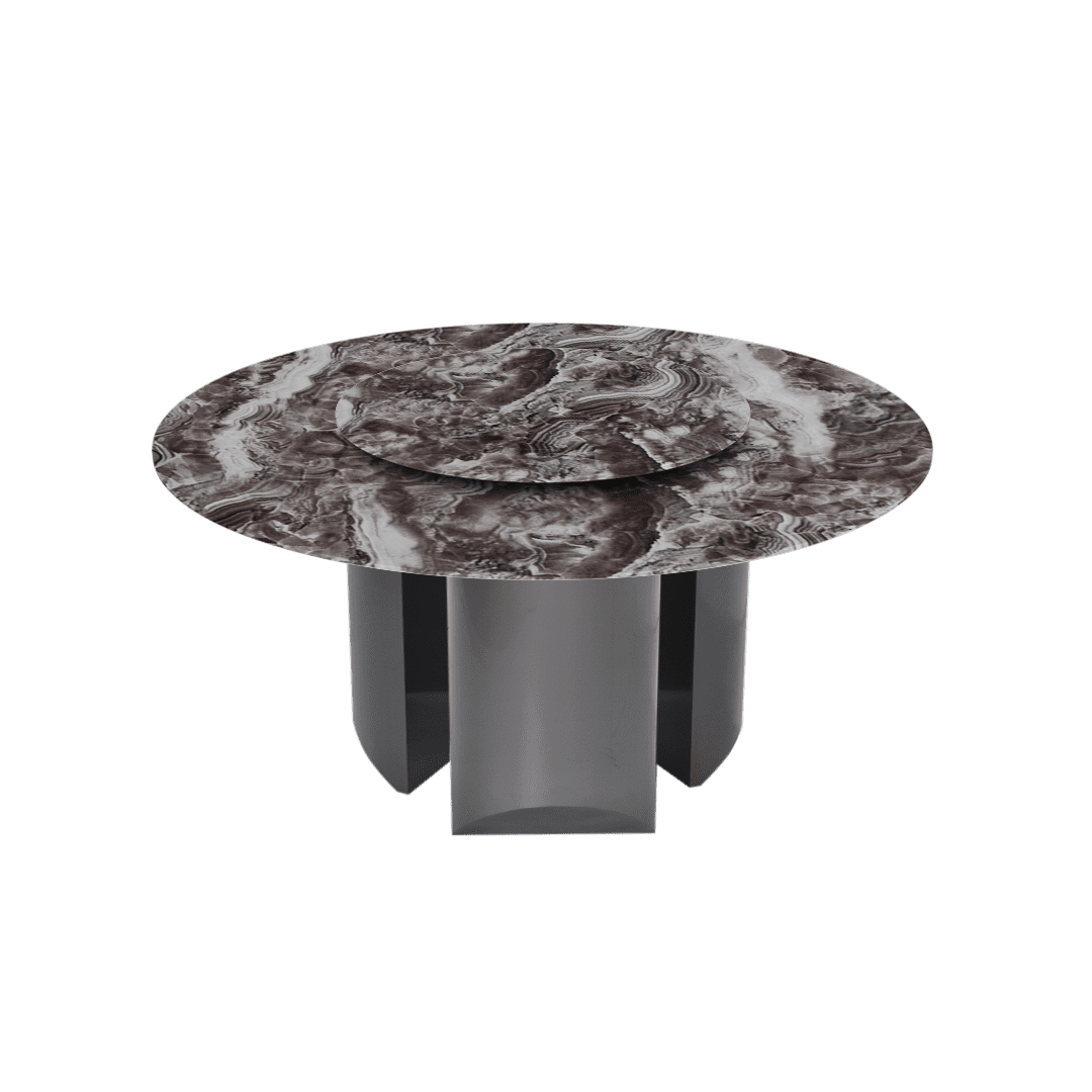 Round Marble Dining Table Ø1.5m | Black Titanium Steel Pedestal
